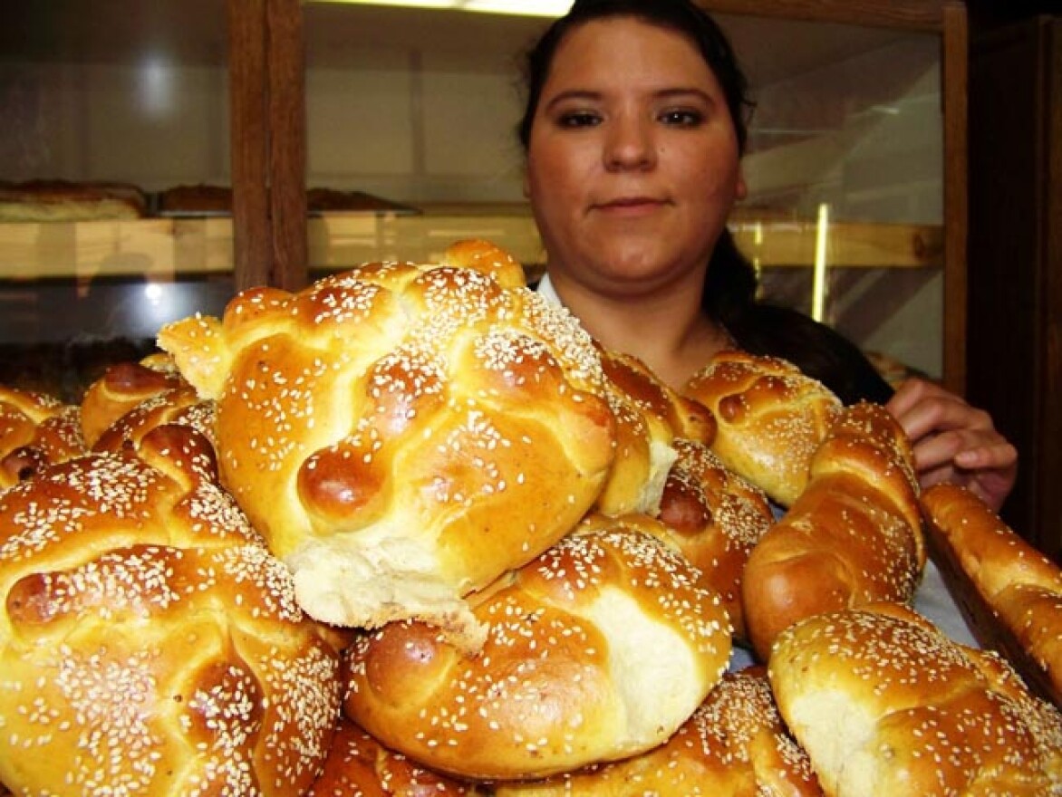 Day of the dead bread, called pan muerto, has the shapes of bones and skulls baked right in at Viera’s Bakery in Pasco. Photo by Anna King